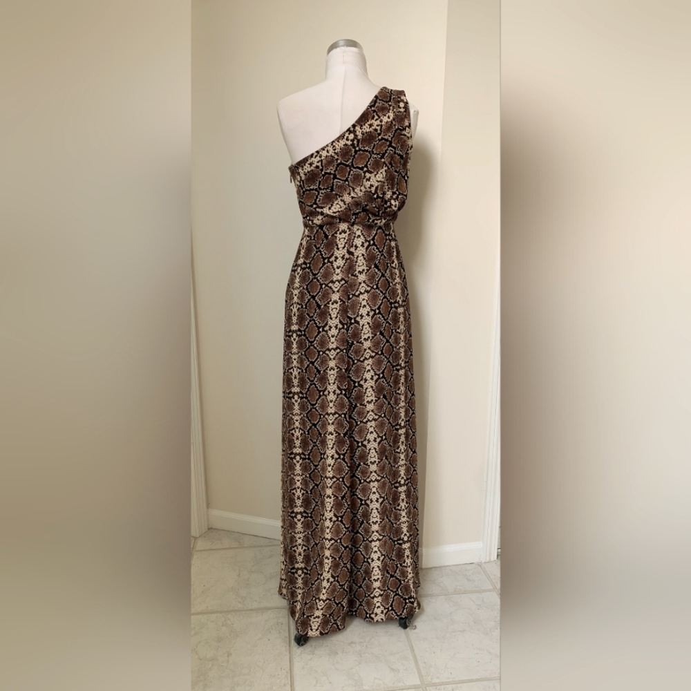 Floor length snake print dress